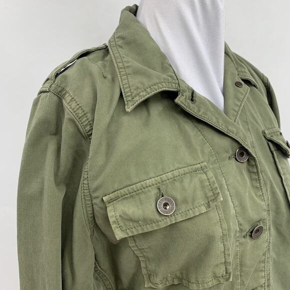Lucky Brand Jacket Womens S Small Cotton Embroidered Floral Button Up Military - Picture 5 of 12